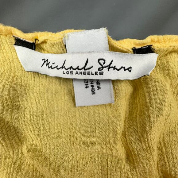 Michael Stars Yellow Tie Front Top Lightweight Gauze Viscose Boho Beachy - Picture 4 of 6